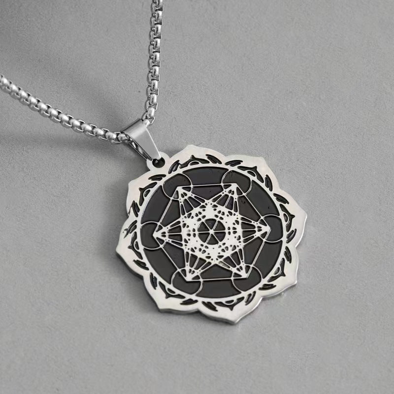 Custom Stainless Steel Geometric Mandala Pendant Necklace – Private Label Symbolic Jewelry OEM