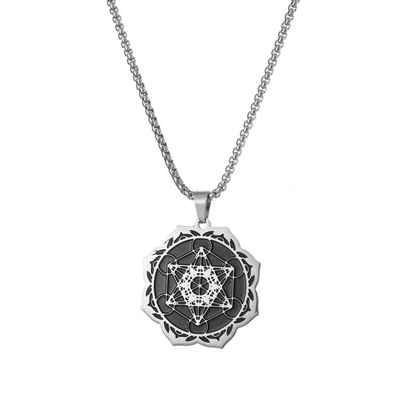 Custom Stainless Steel Geometric Mandala Pendant Necklace – Private Label Symbolic Jewelry OEM