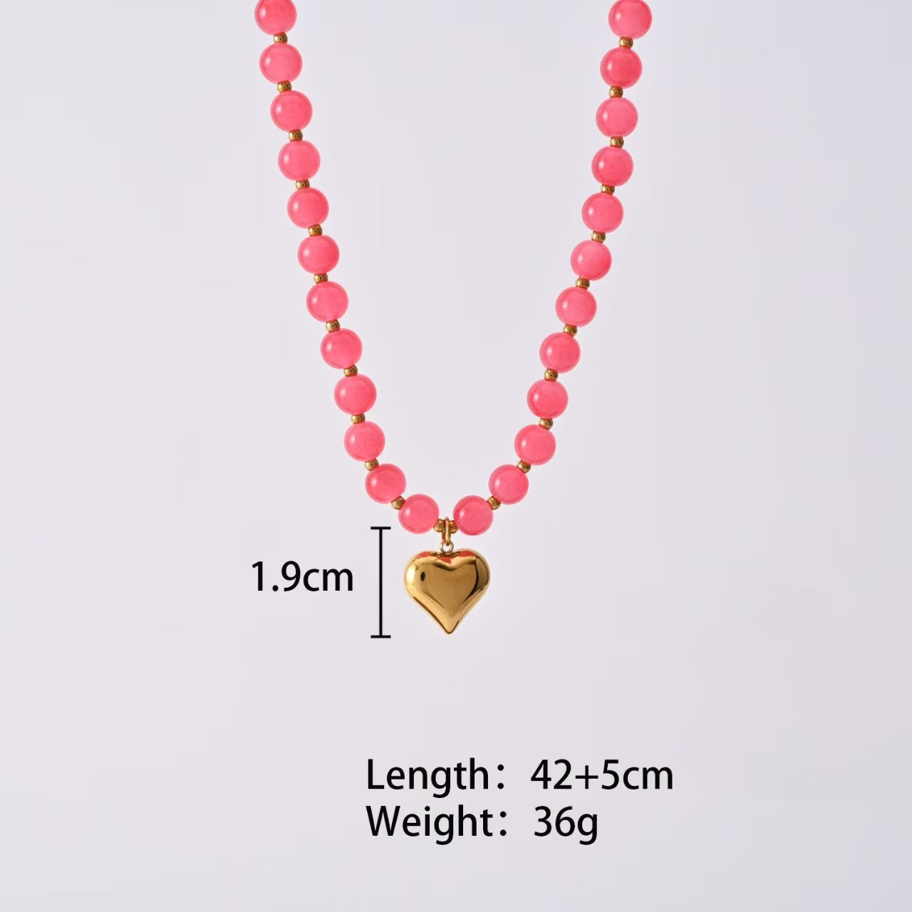 Custom Pastel Gemstone Beaded Puffy Heart Pendant Necklace – Private Label Jewelry OEM