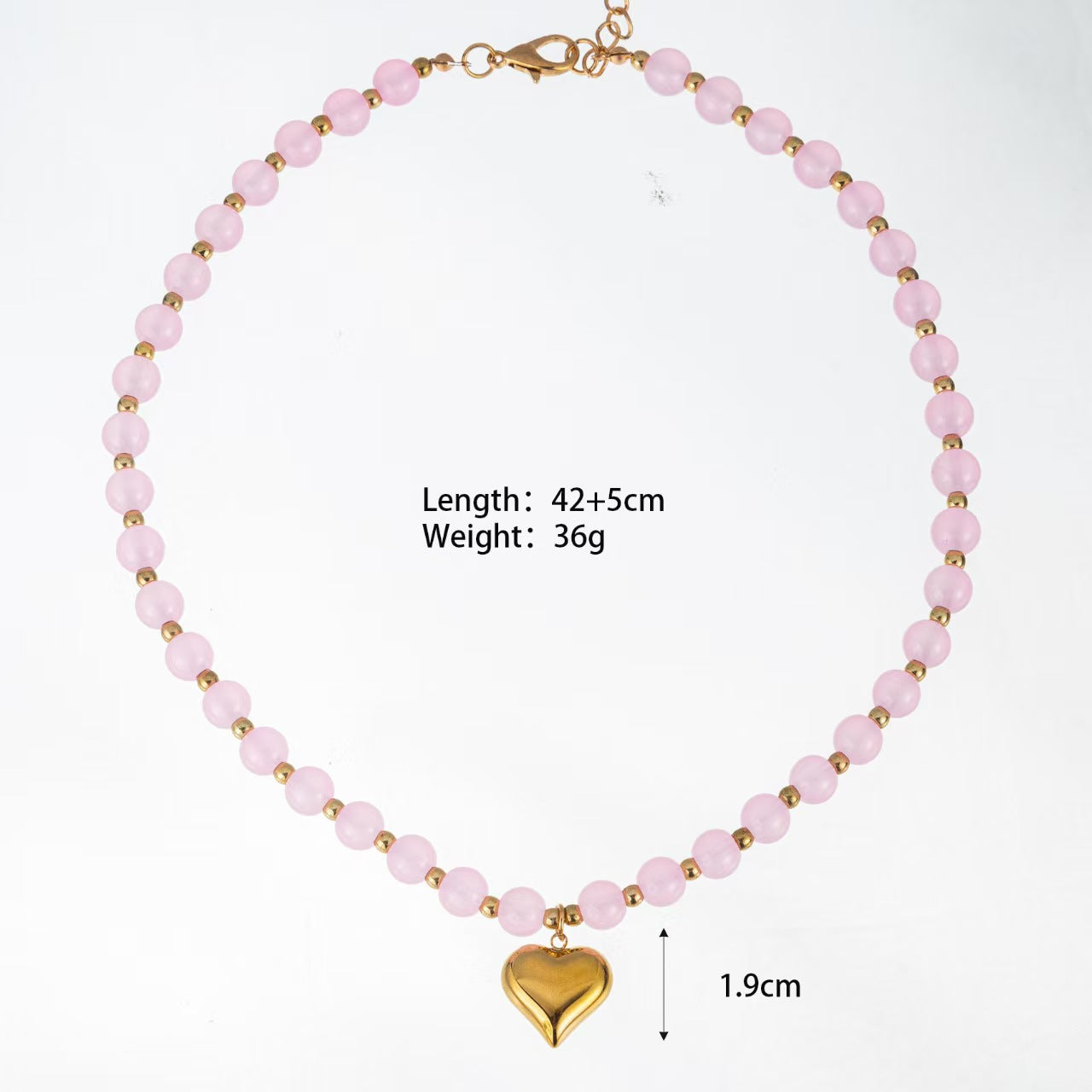 Custom Pastel Gemstone Beaded Puffy Heart Pendant Necklace – Private Label Jewelry OEM