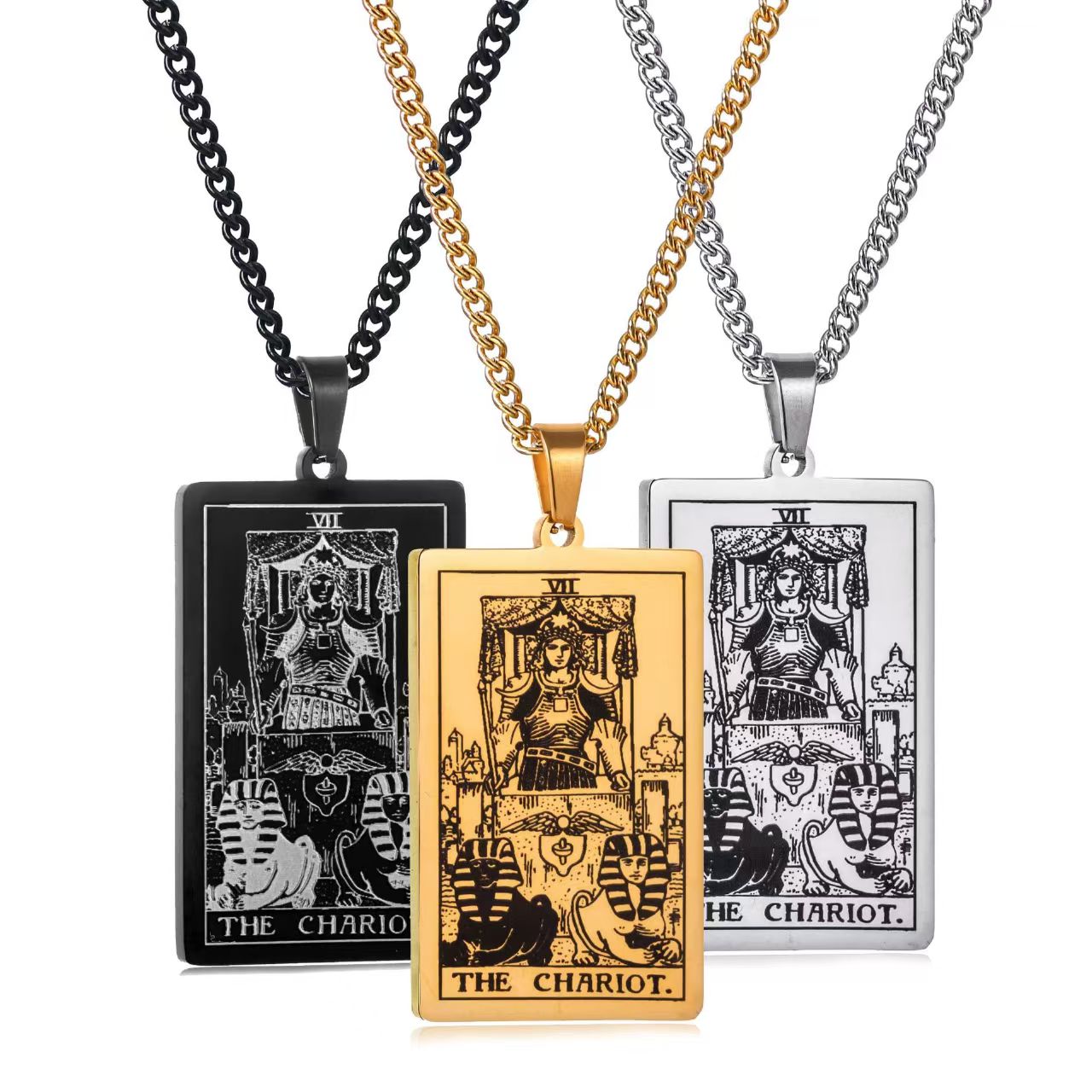 Custom Stainless Steel Tarot Card Pendant Necklace – Personalized Gothic Jewelry OEM