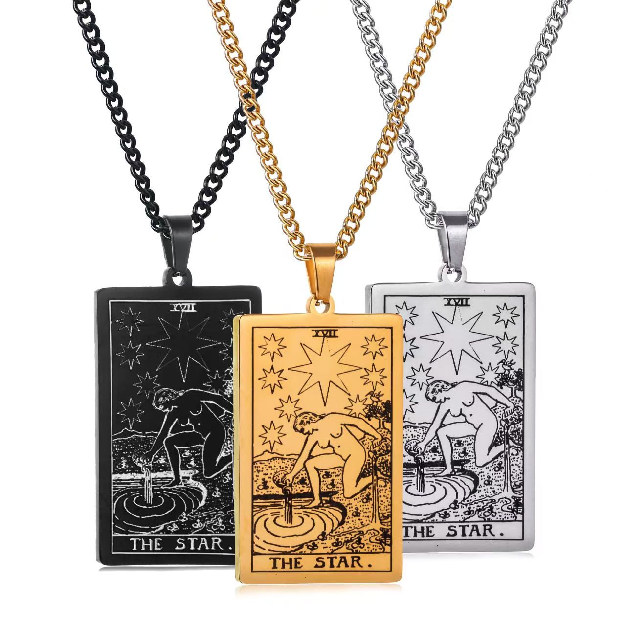 Custom Stainless Steel Tarot Card Pendant Necklace – Personalized Gothic Jewelry OEM