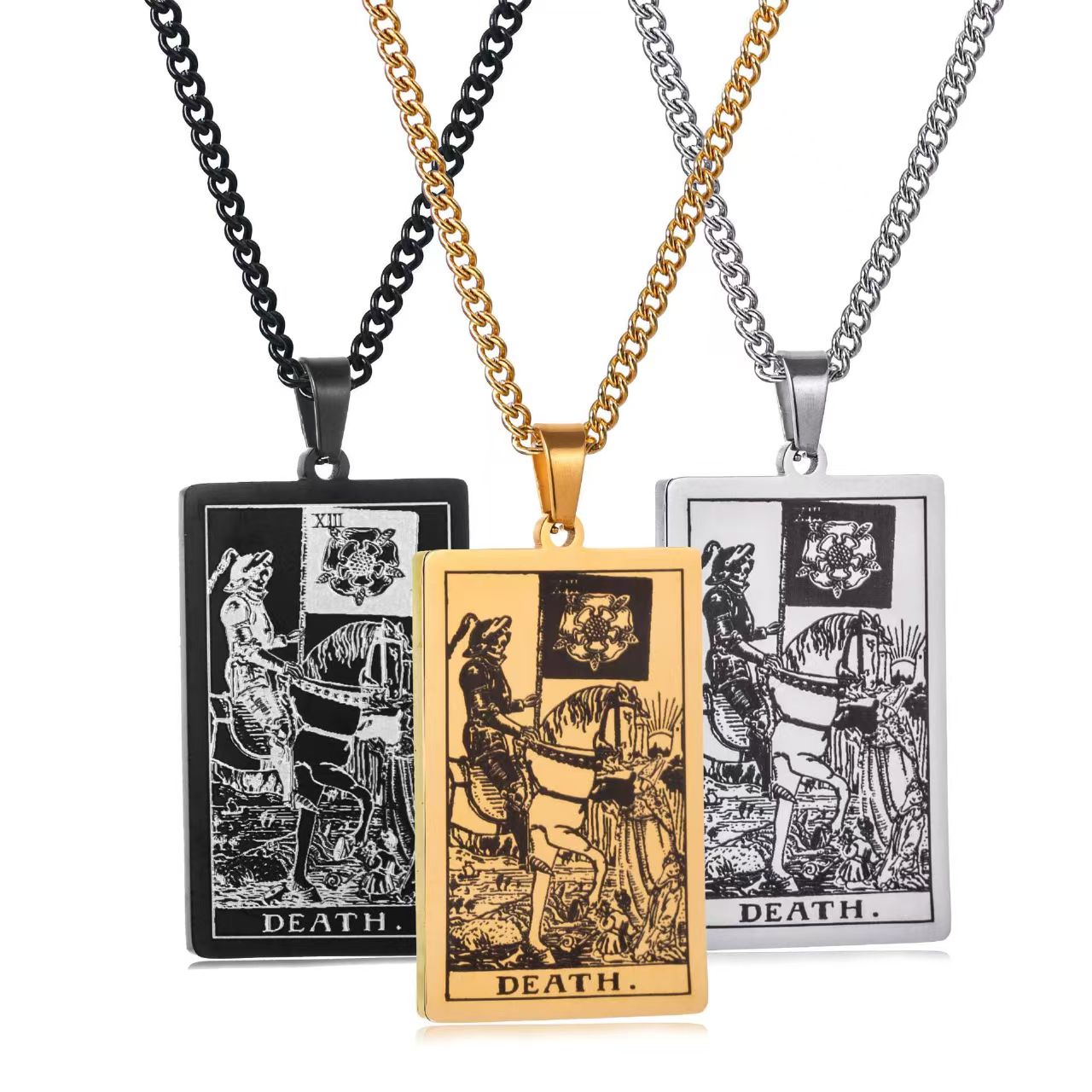 Custom Stainless Steel Tarot Card Pendant Necklace – Personalized Gothic Jewelry OEM