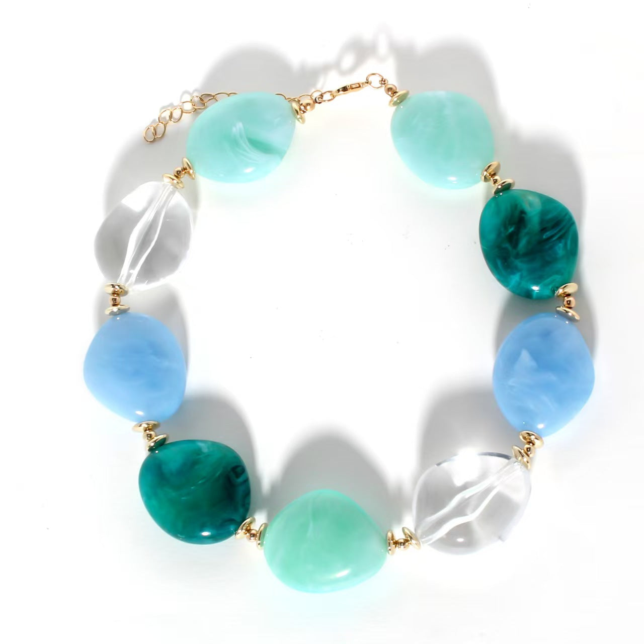 Custom Ocean Blue Irregular Gemstone Statement Necklace – Handcrafted Private Label Jewelry OEM