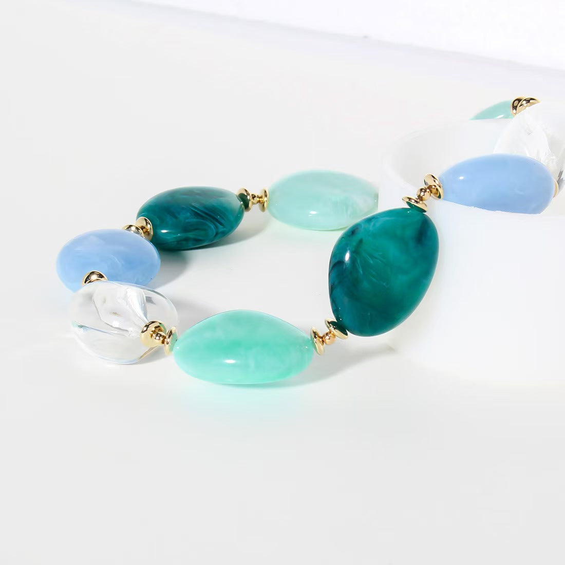 Custom Ocean Blue Irregular Gemstone Statement Necklace – Handcrafted Private Label Jewelry OEM