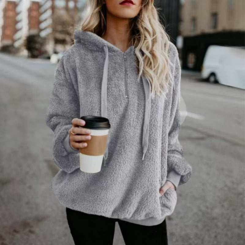 Custom Women’s Teddy Fleece Pullover Hoodie – Private Label Cozy Apparel OEM