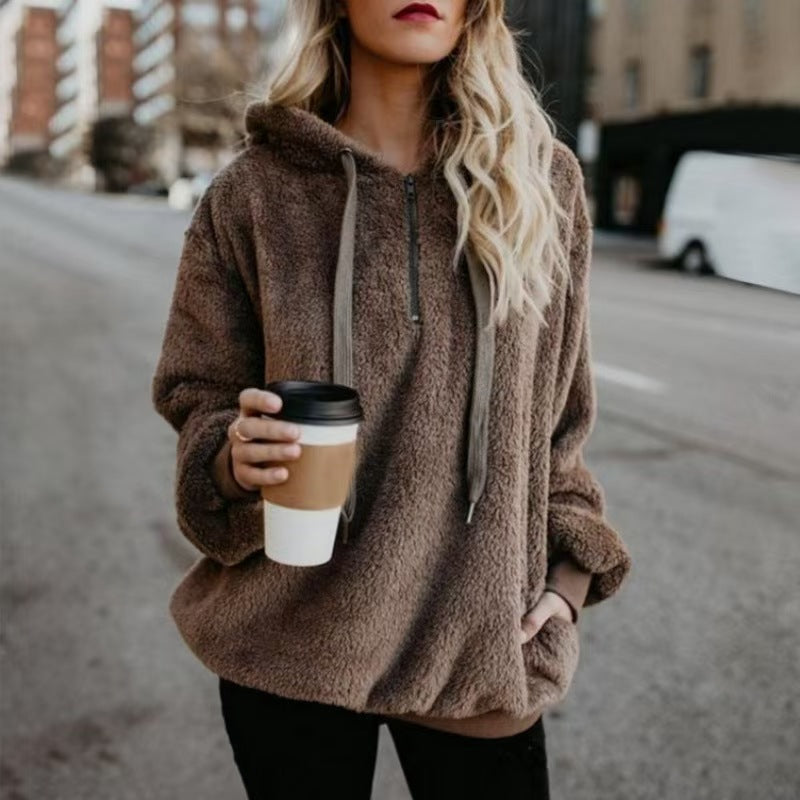 Custom Women’s Teddy Fleece Pullover Hoodie – Private Label Cozy Apparel OEM