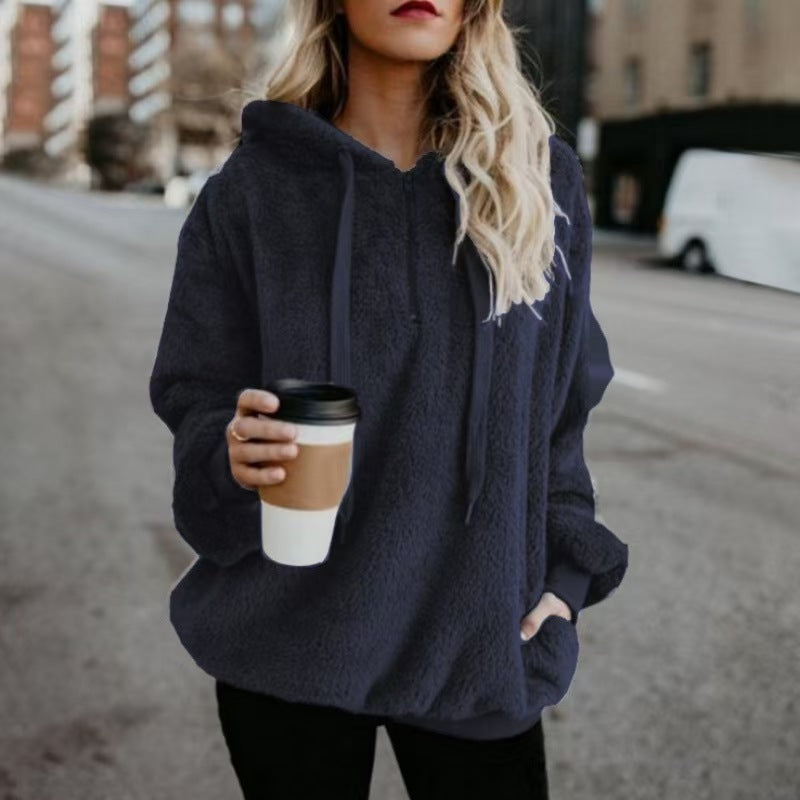Custom Women’s Teddy Fleece Pullover Hoodie – Private Label Cozy Apparel OEM