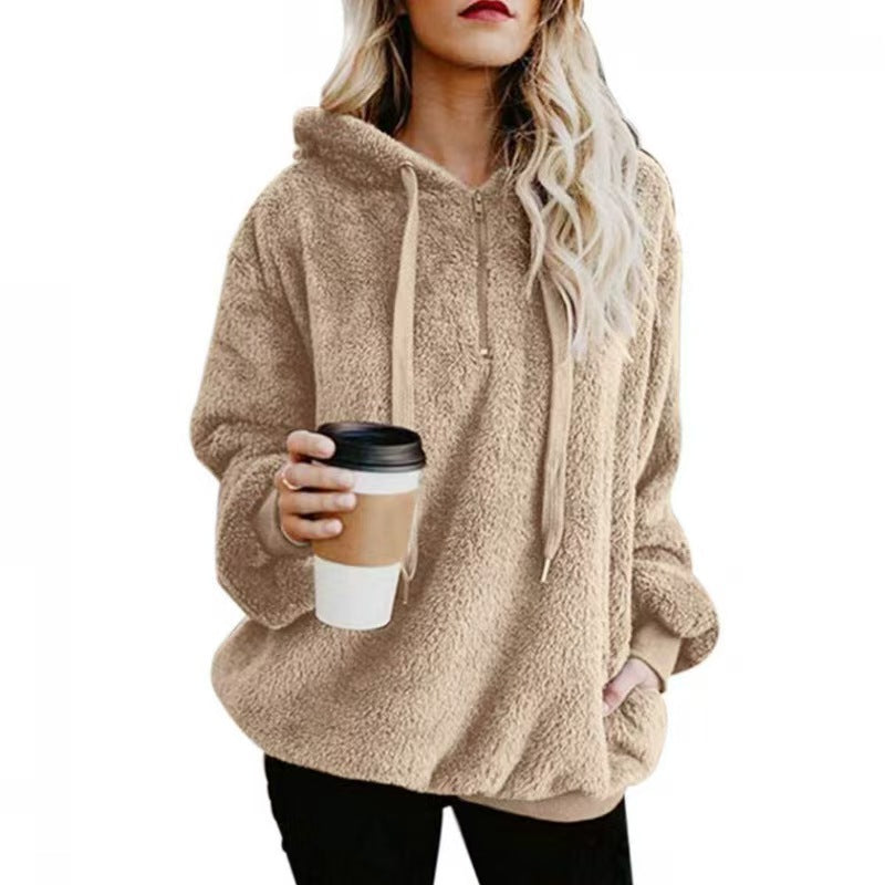 Custom Women’s Teddy Fleece Pullover Hoodie – Private Label Cozy Apparel OEM