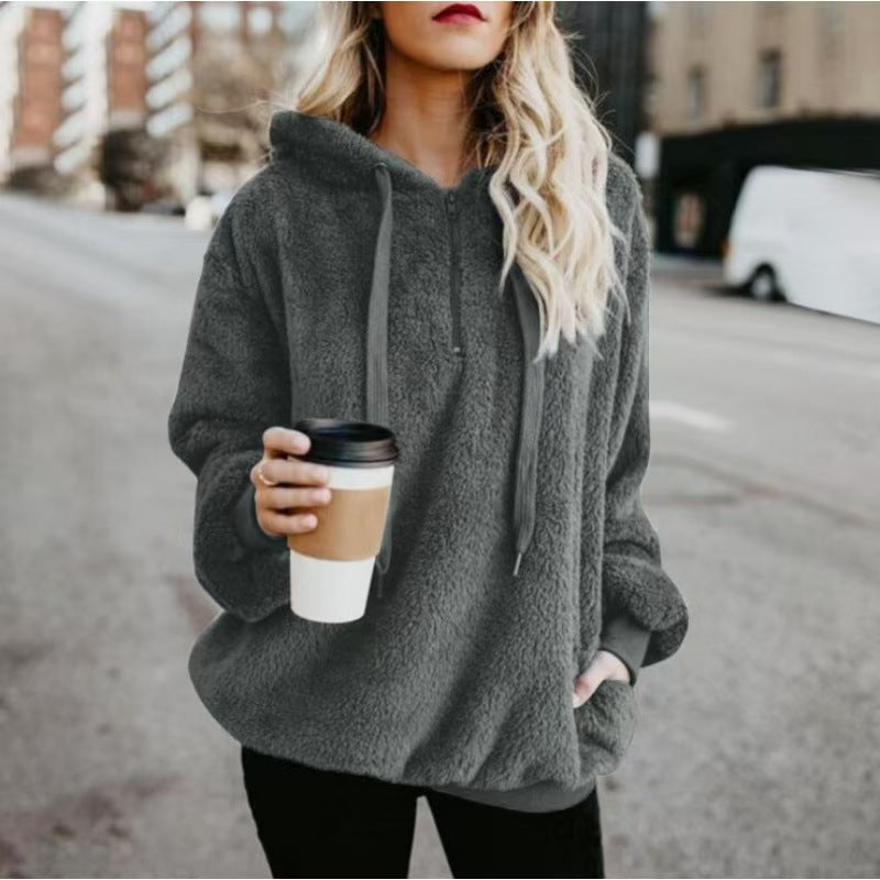 Custom Women’s Teddy Fleece Pullover Hoodie – Private Label Cozy Apparel OEM