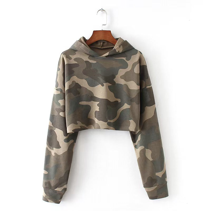 Custom Women’s Camouflage Print Cropped Hoodie – Private Label Streetwear OEM