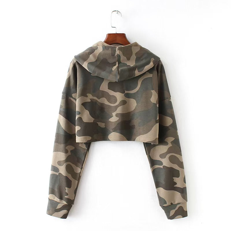 Custom Women’s Camouflage Print Cropped Hoodie – Private Label Streetwear OEM