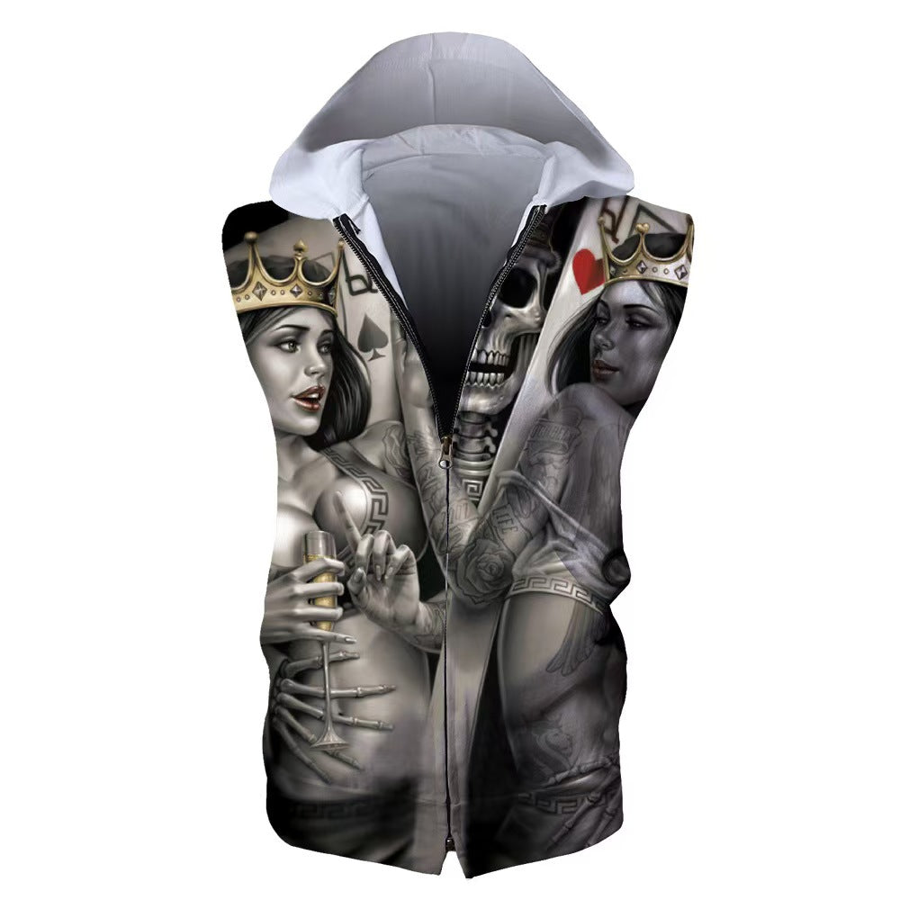 Custom 3D Astronaut All-Over Print Sleeveless Zip Hoodie – Private Label Apparel OEM