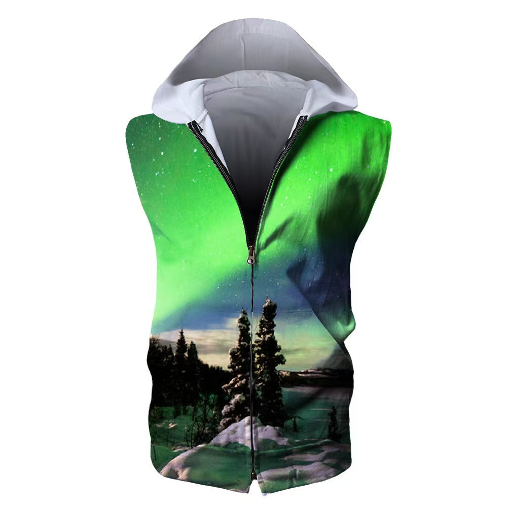 Custom 3D Astronaut All-Over Print Sleeveless Zip Hoodie – Private Label Apparel OEM