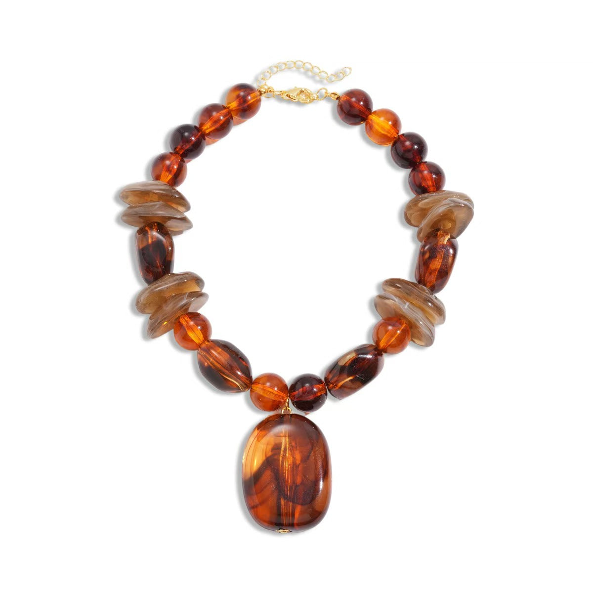 Custom Handcrafted Amber-Style Beaded Pendant Necklace – Private Label Statement Jewelry OEM