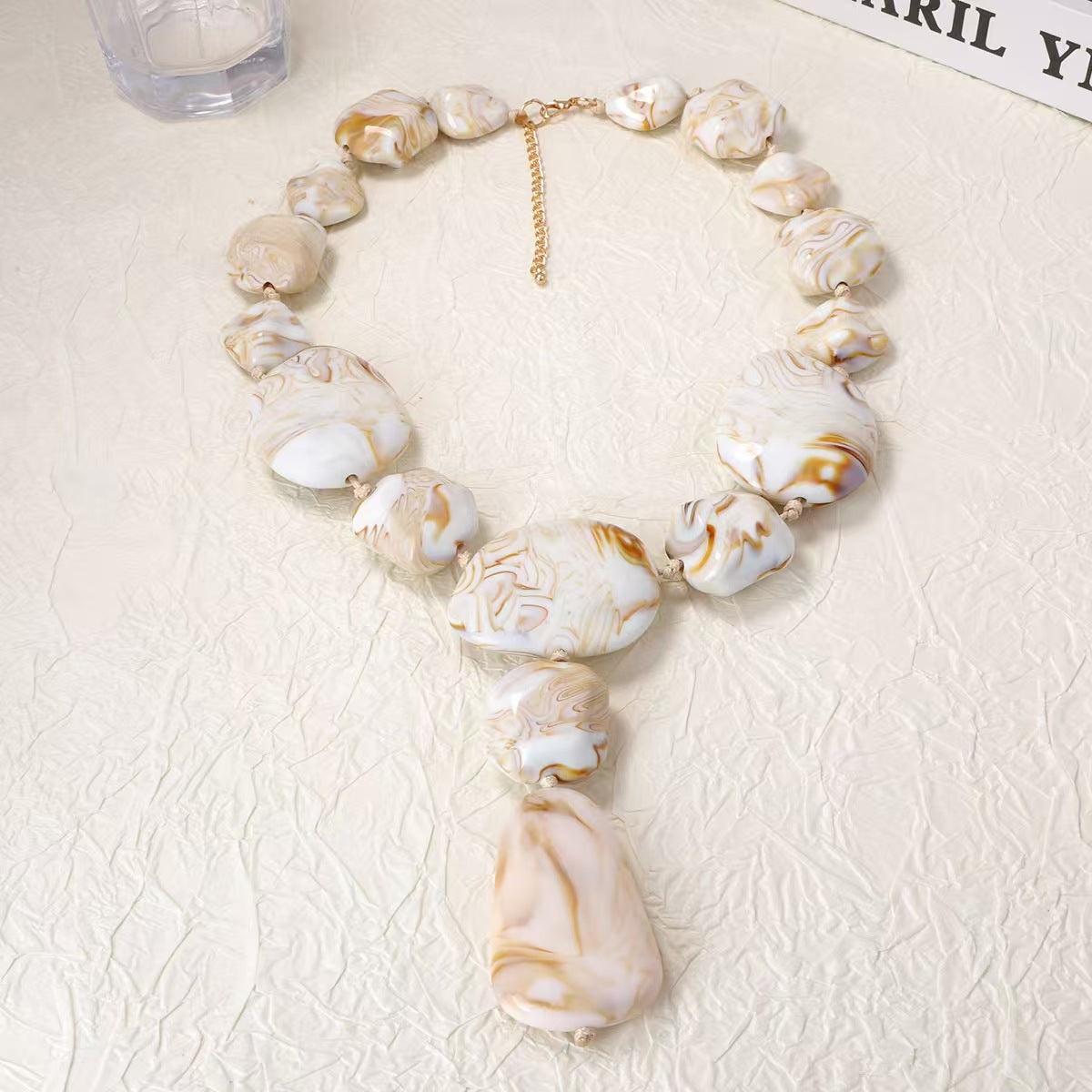 Custom Handcrafted Marbled Stone Statement Jewelry Set – Necklace & Drop Earrings | Private Label OEM