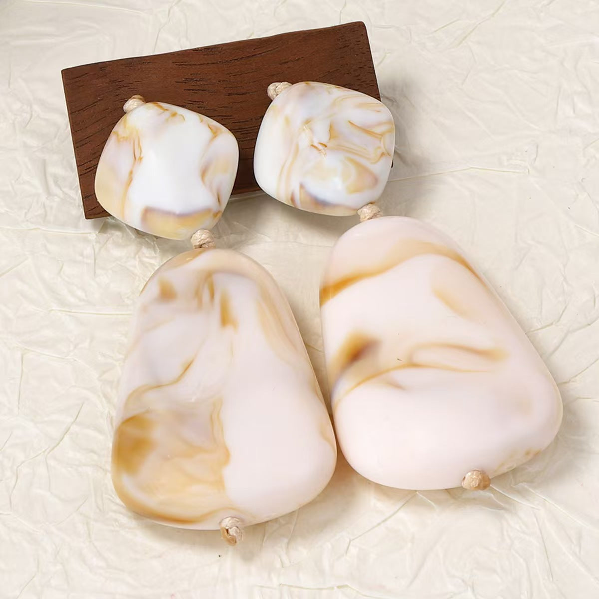 Custom Handcrafted Marbled Stone Statement Jewelry Set – Necklace & Drop Earrings | Private Label OEM