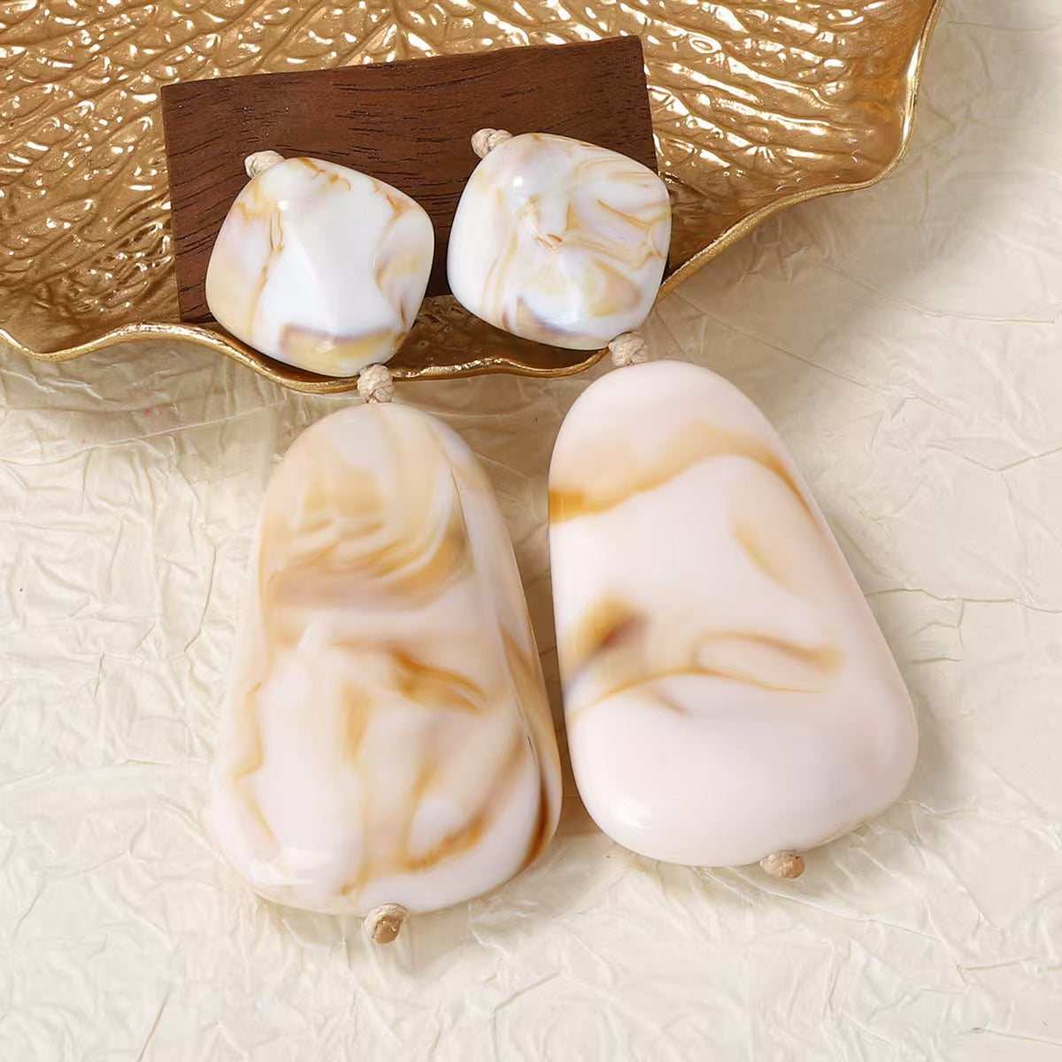 Custom Handcrafted Marbled Stone Statement Jewelry Set – Necklace & Drop Earrings | Private Label OEM