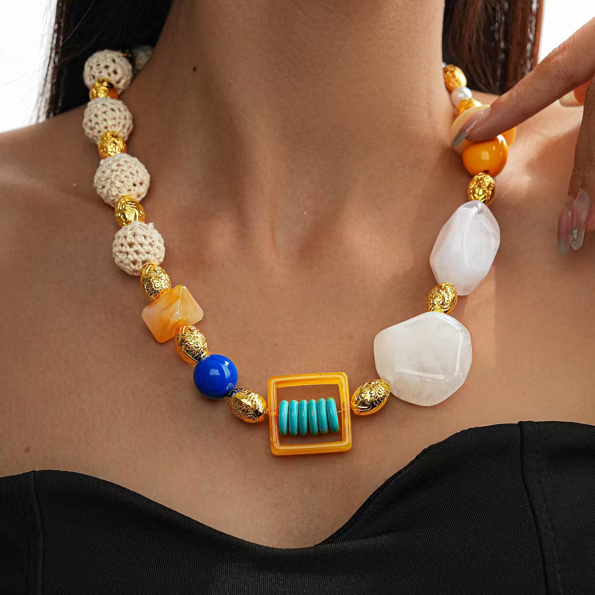 Custom Handcrafted Amber-Style Statement Necklace Collection – Private Label Jewelry OEM