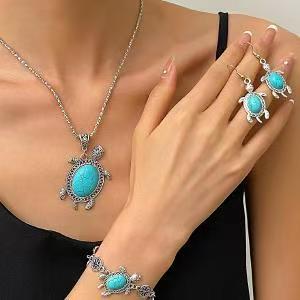 Custom Turquoise Sea Turtle Jewelry Set – Necklace, Bracelet & Earrings | Private Label OEM