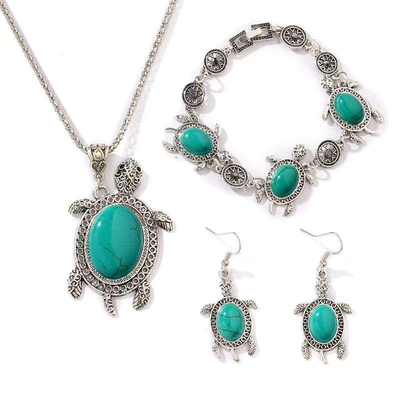 Custom Turquoise Sea Turtle Jewelry Set – Necklace, Bracelet & Earrings | Private Label OEM