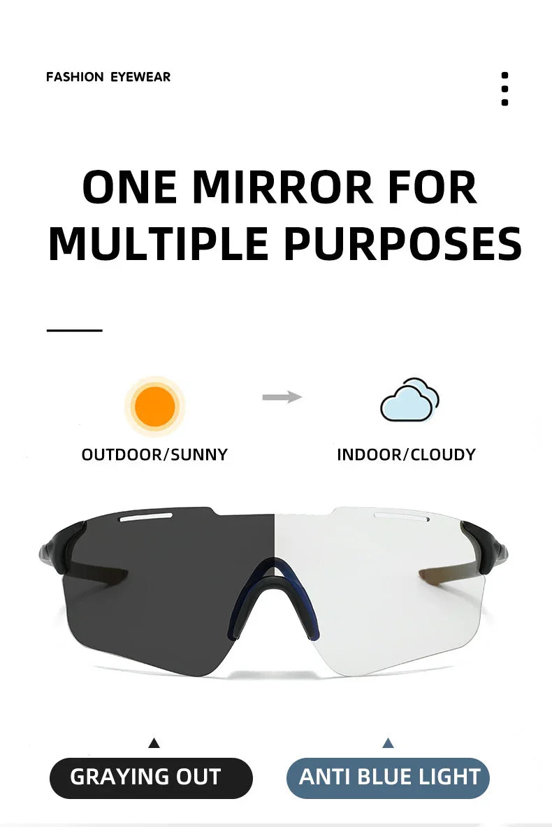 Color-changing cycling glasses, stylish sunglasses, fashionable for outdoor activities
