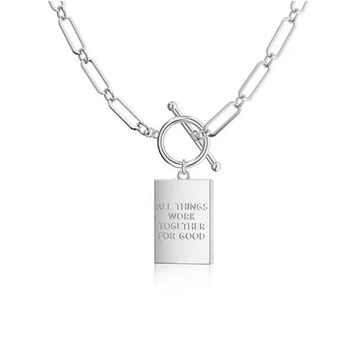 Retro gold cross-shaped pendant necklace with personalized OT clasp, ring-shaped chain