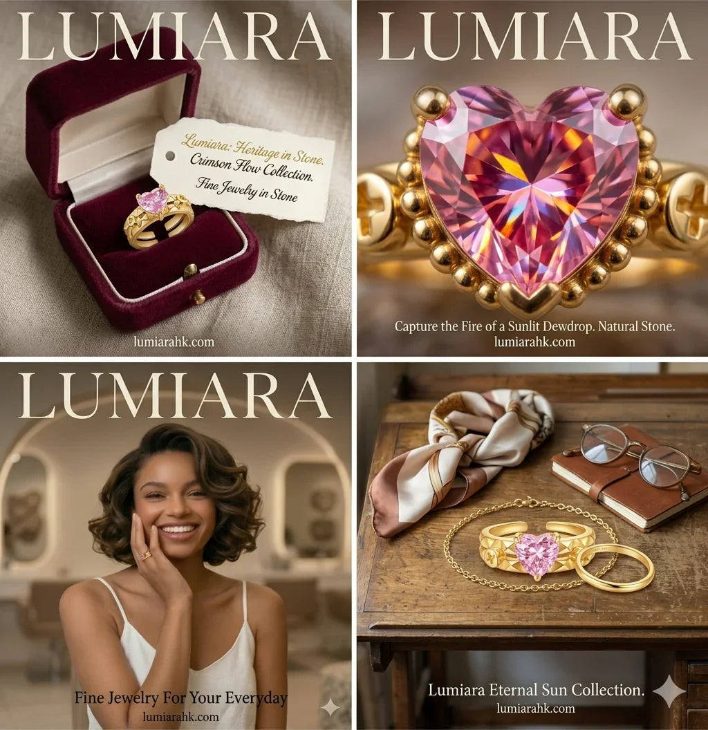 Bohemian Style Brass 18K Gold Plated Gemstone Rings Luxury Heart-Shaped