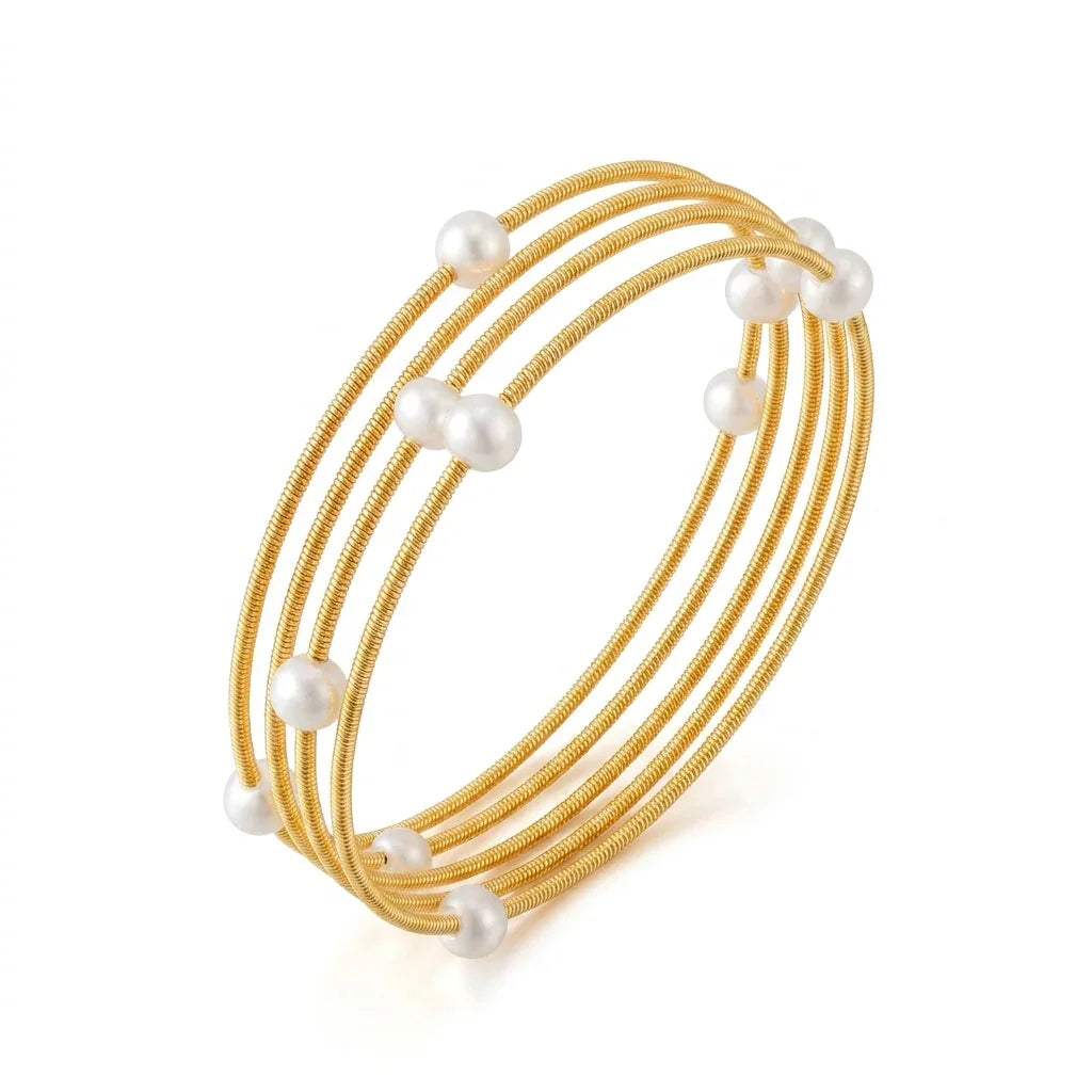 Lumiara 24K vergoldetes mehrfarbiges Perlenarmband, minimalistisch handgefertigt
