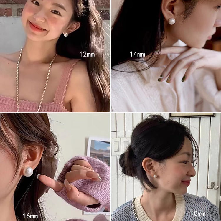 Silver Strong Light Shi Jia Steamed Bun Pearl Earrings for Women, Retro Luxury Earrings, Stylish for Work or Casual Wear