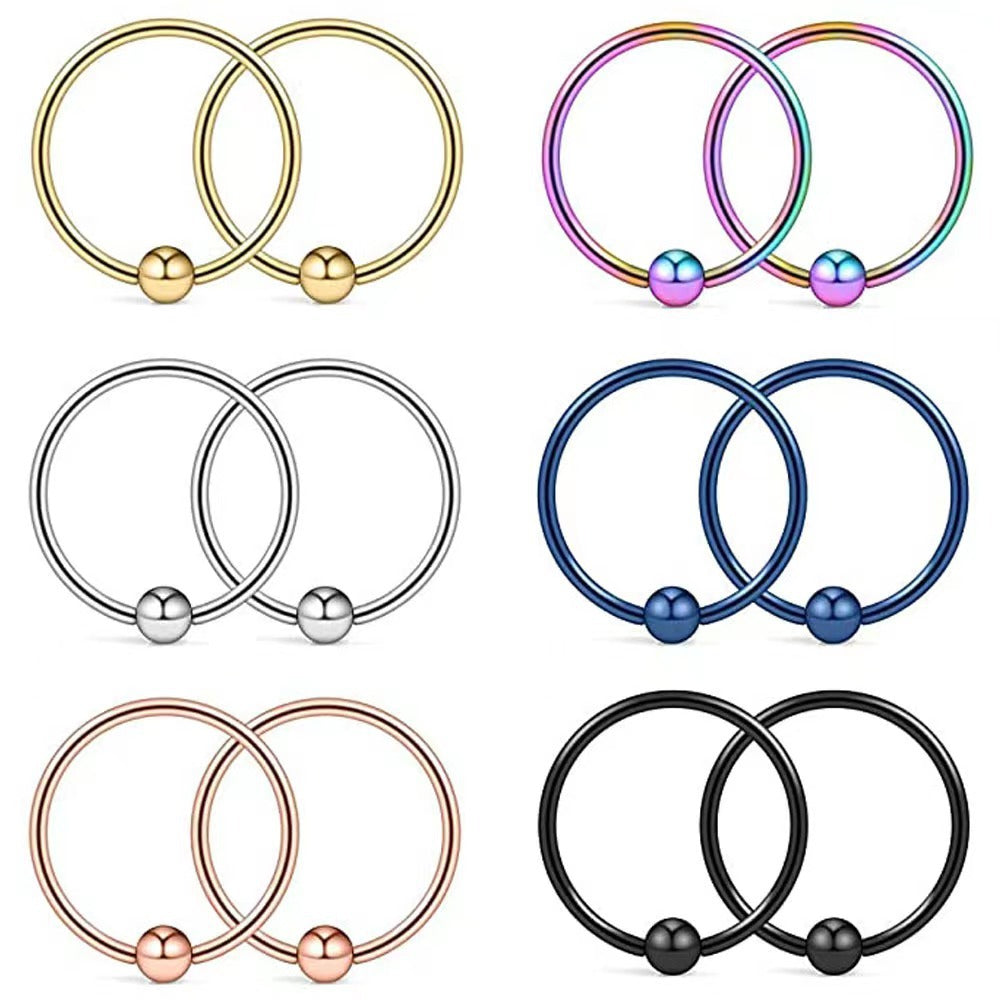 Titanium-steel body piercing accessories: breast rings, BCR nose rings, clip balls, circle earrings, universal rings