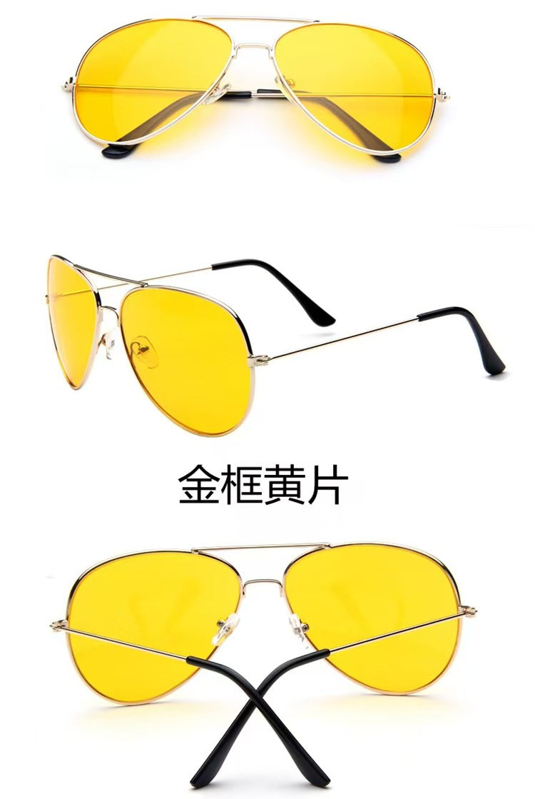 Sunglasses, retro metal frame sunglasses, sun glasses, yellow lenses, night vision goggles