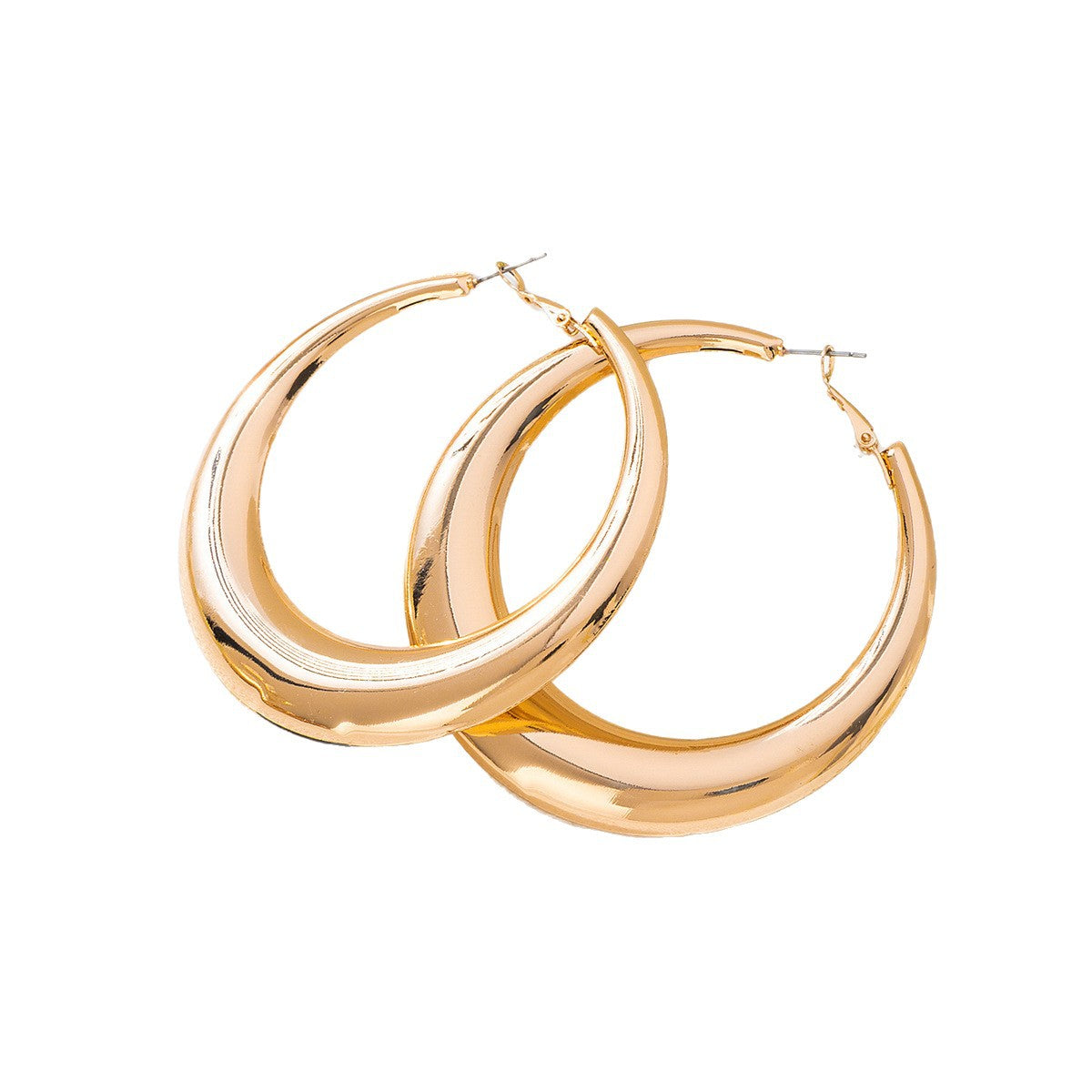 A pair of French vintage gold oval earrings – stylish women’s earrings, perfect for a vacation gift