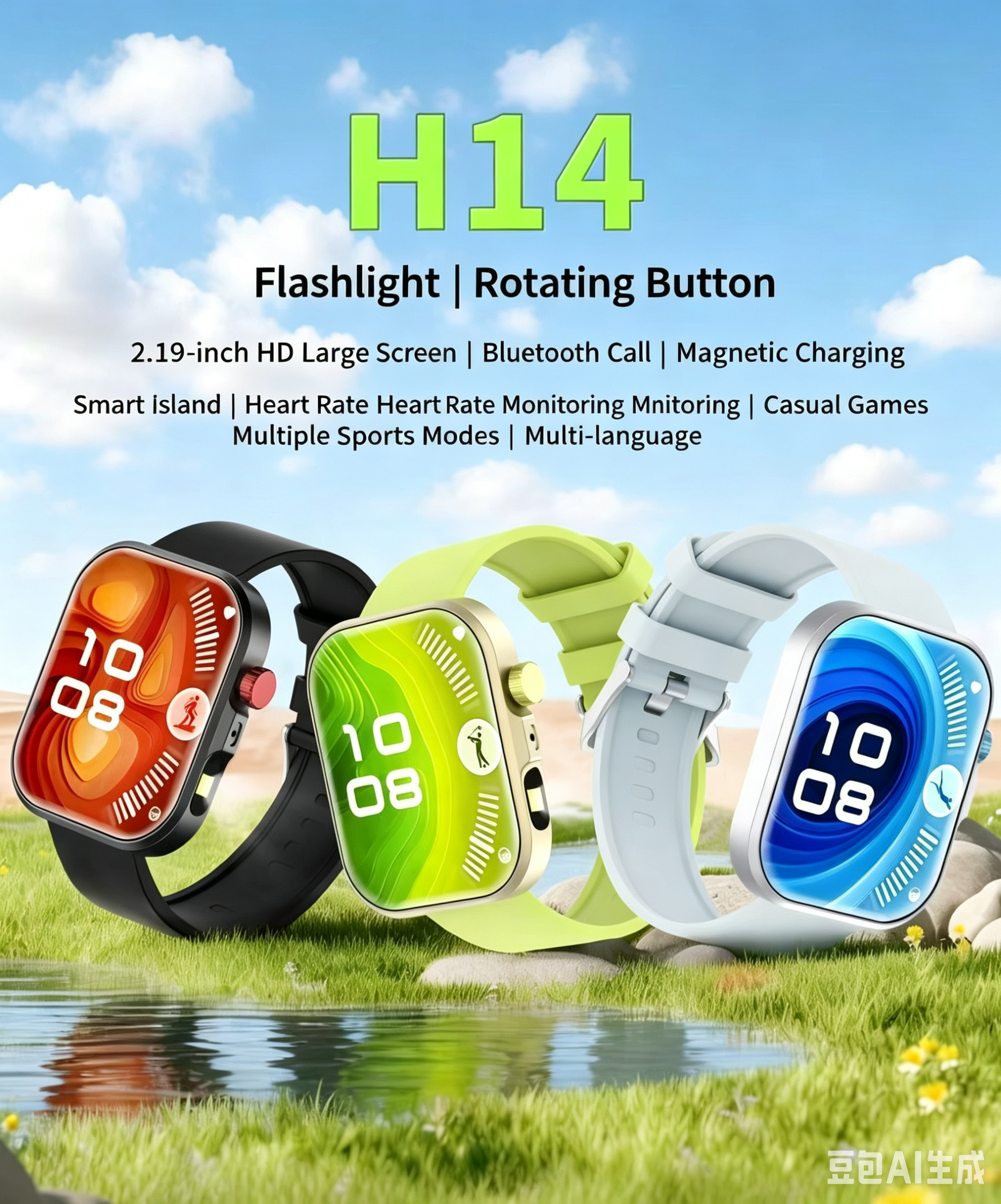 Hot seller in cross-border e-commerce: private mold H14 heart rate, blood oxygen, blood pressure, sleep monitoring, Bluetooth communication, smart fitness watch