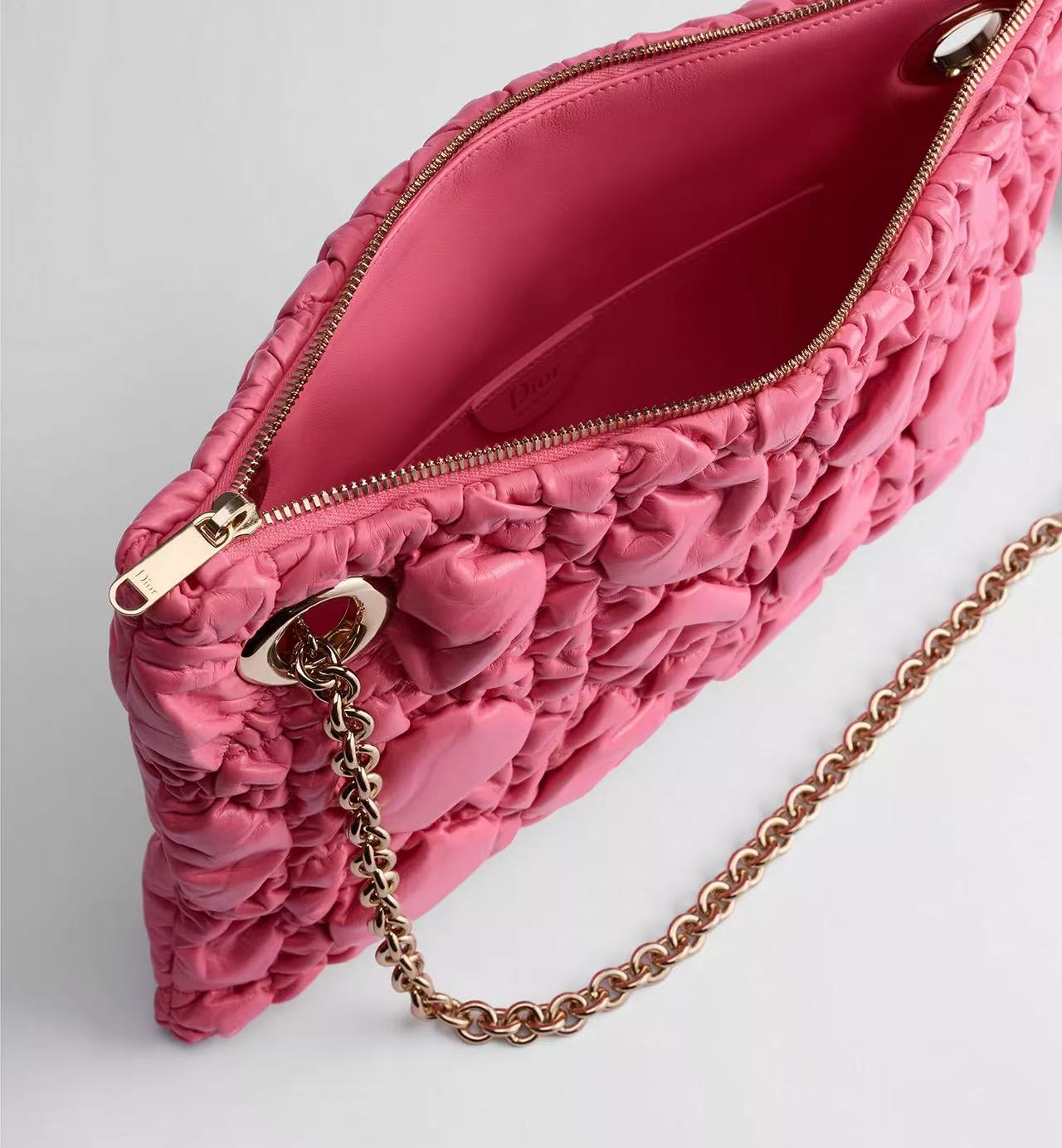 Small Dior Crunchy Bag Fraise Puffy Macrocannage Calfskin /Reference: M1416OHTM_M27N