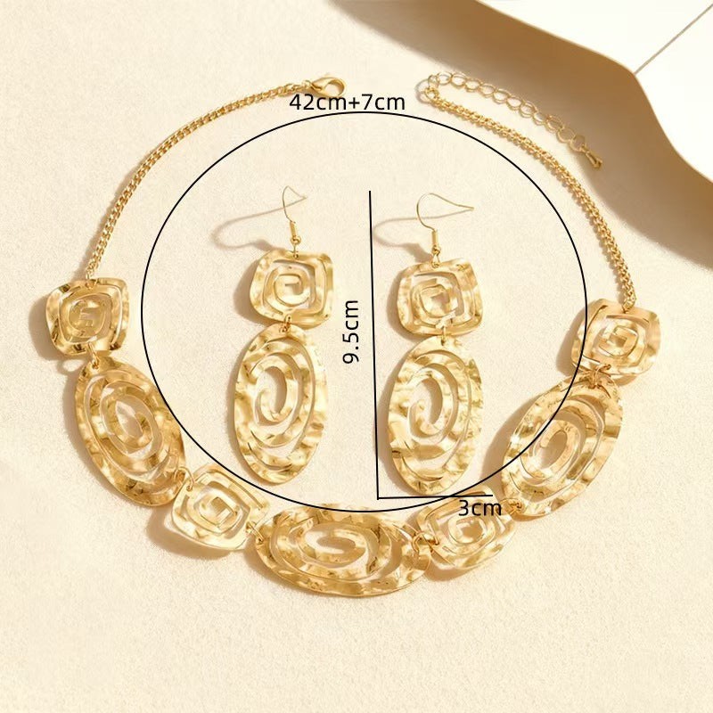 Custom Handcrafted Hammered Gold Spiral Jewelry Set – Statement Necklace & Earrings | Private Label OEM