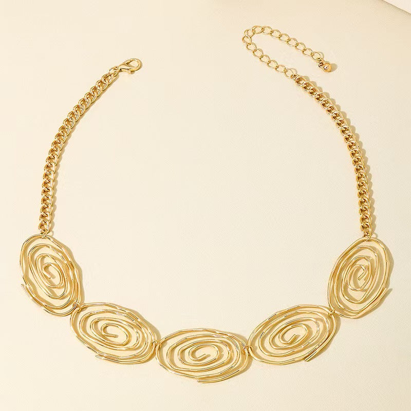 Custom Handcrafted Hammered Gold Spiral Jewelry Set – Statement Necklace & Earrings | Private Label OEM
