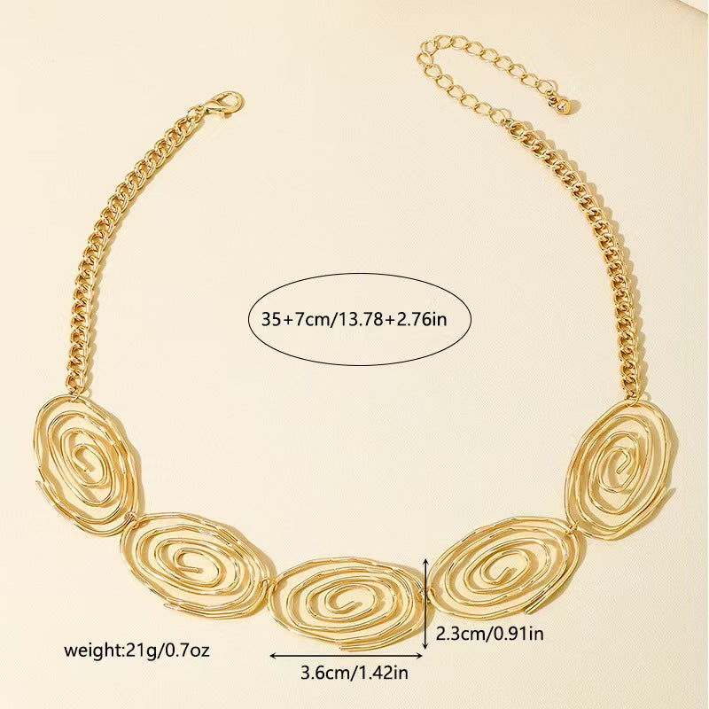 Custom Handcrafted Hammered Gold Spiral Jewelry Set – Statement Necklace & Earrings | Private Label OEM