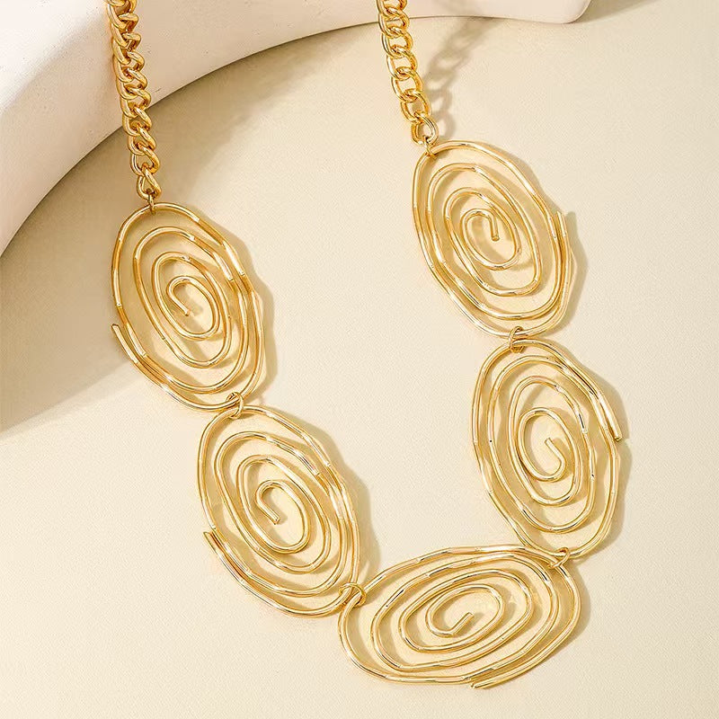 Custom Handcrafted Hammered Gold Spiral Jewelry Set – Statement Necklace & Earrings | Private Label OEM