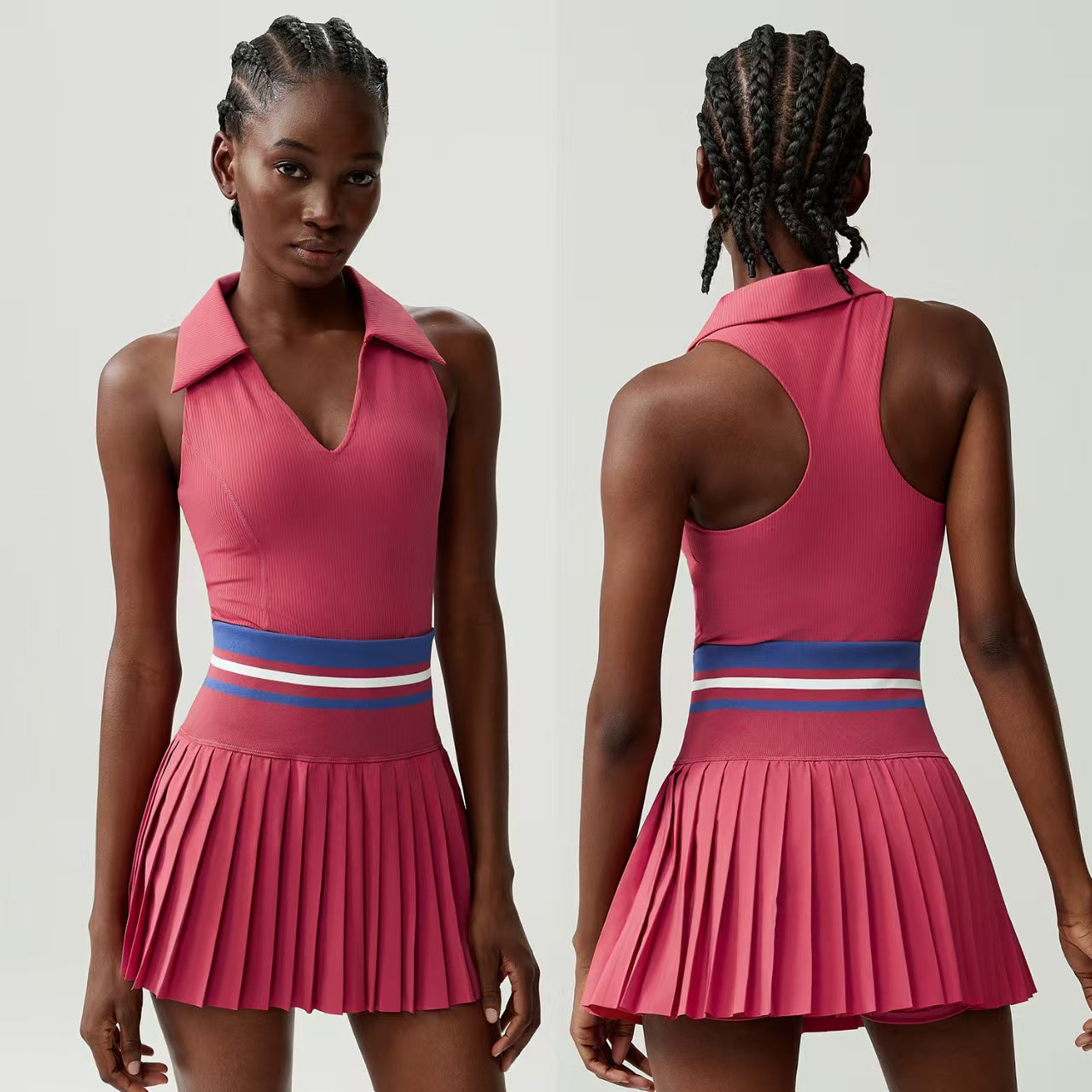Custom Women’s Sleeveless Polo Top & Pleated Tennis Skirt Set – Private Label Performance Activewear OEM