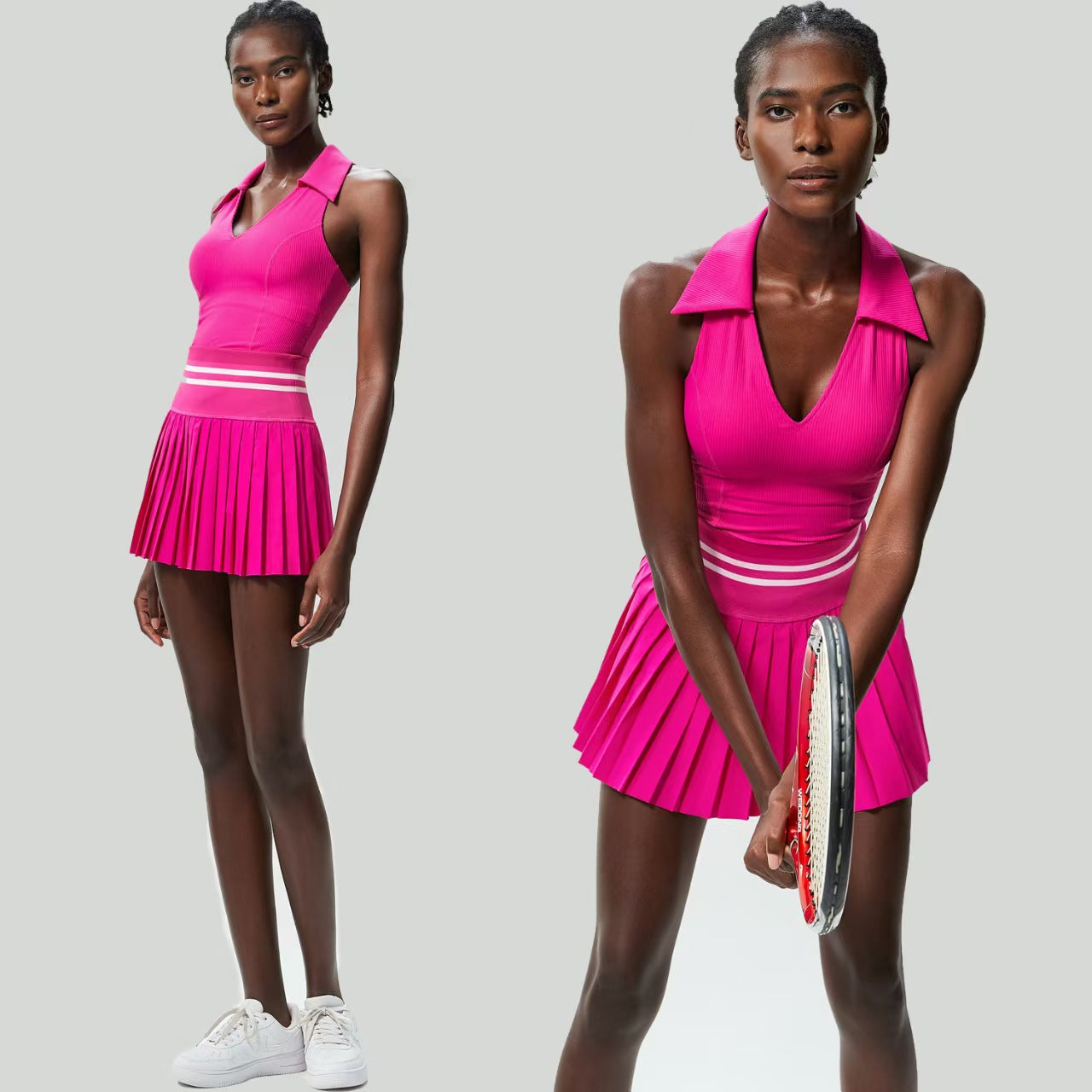 Custom Women’s Sleeveless Polo Top & Pleated Tennis Skirt Set – Private Label Performance Activewear OEM