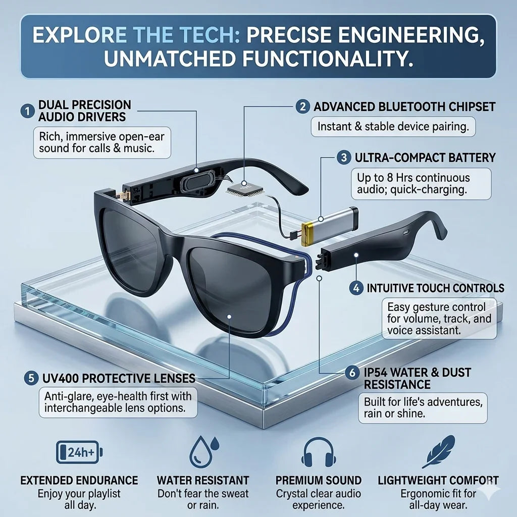 Audio Smart Shades | TWS Bluetooth Eyewear UV protective sunglasses