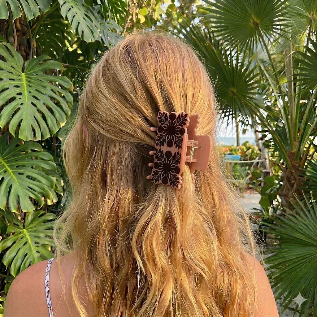 Hawaiian clip, forest-themed hair grips, plant and flower leaf clips, shark-shaped hair accessories, Tahitian hair clips