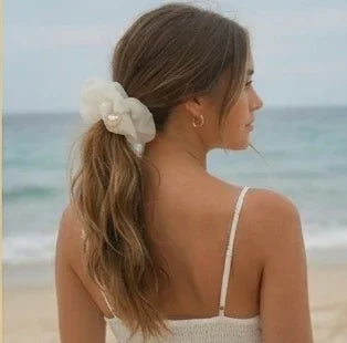 New Fashion  Women's  Summer  Hair Accessories  Sweet Cute Bow Pearl  Hair Scru