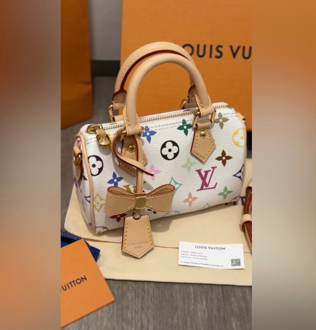 Louis Vuitton x Murakami Nano Speedy White Multicolor Monogram
